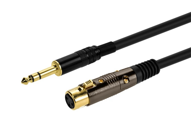 Premier Series XLR Female to 1/4in TRS Male Cable, 16AWG (Gold Plated) 3 ft